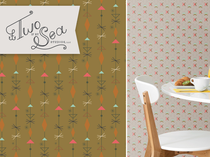 Mid-century Wallpaper Dreams coverings home wallpaper pattern surface design atomic midcentury geometric olive wall decor interiors