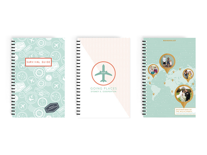 Travel Notebook Designs for Minted travel passport notebook product design pattern wanderlust stamps icons badge map cover