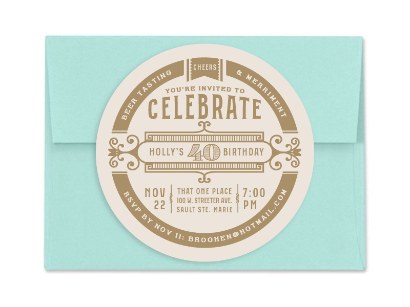 40th Birthday Invitation Coasters party coasters birthday invite invitation design typography linework one color decorative