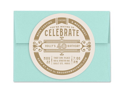 40th Birthday Invitation Coasters birthday coasters decorative design invitation invite linework one color party typography