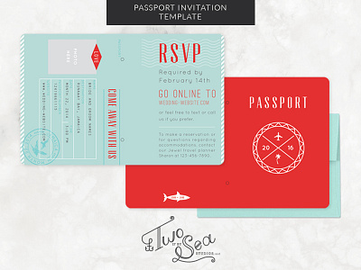 Wedding Passport Invitation Template celebration destination invitation invite party passport shark stamp template tropical typography wedding