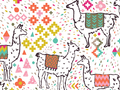 Llama Fabric Pattern baby fabric geometric gift wrap kids llama llamas pattern peru spoonflower surface wallpaper