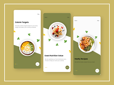 On-Boarding Page for a Health app calories design food green health health app healthcare mobile app mobile ui nutrition