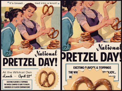 National Pretzel Day 1950s advert illustrator photoshop poster pretzelday type