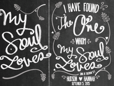 My Soul Loves bible chalk chalkboard hand drawn type quote sketchy typography wedding