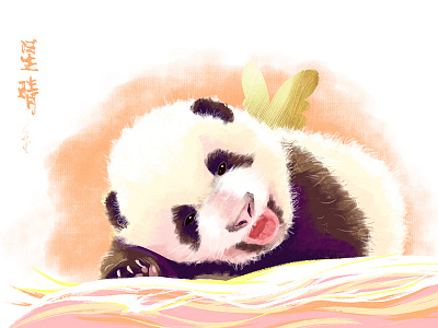 Giant Panda XingQing 星晴 2019.08.09-2019.12.30 draw giant panda illustration rest in peace