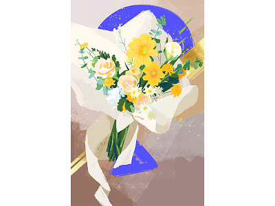 A bouquet of flowers bouquet draw flowers foliage greens illustration