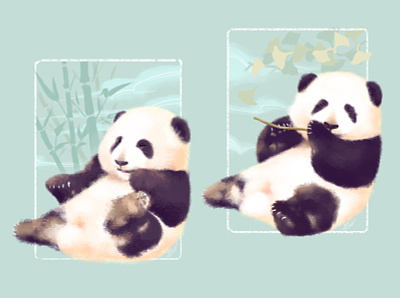Giant panda HeHua和花 baby giant panda draw giant panda illustration