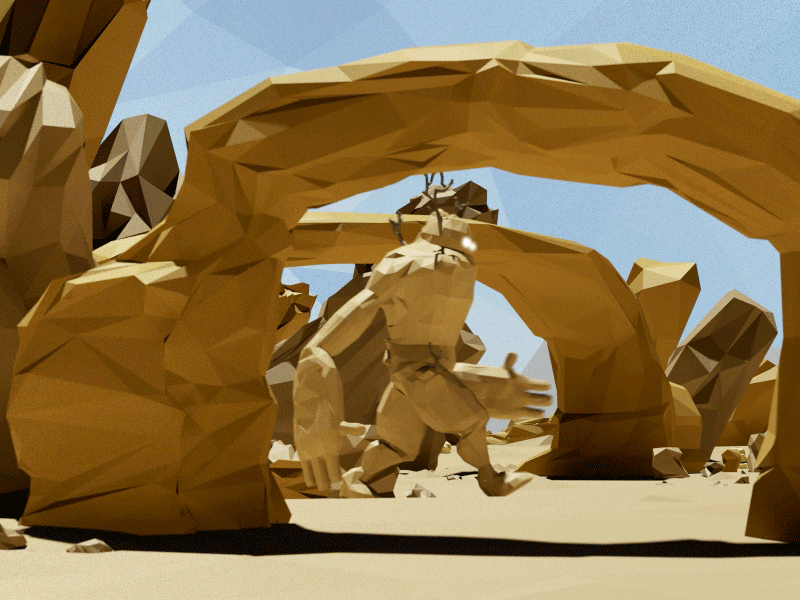 GIF: Desert Creature [Low-Poly] 3d 3ds max animation character desert gif low poly reaction render