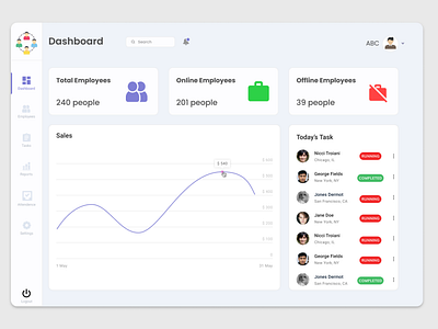 Dashboard Page For Team Management Web App