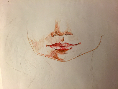 Lady lips mouth nose paper pencil