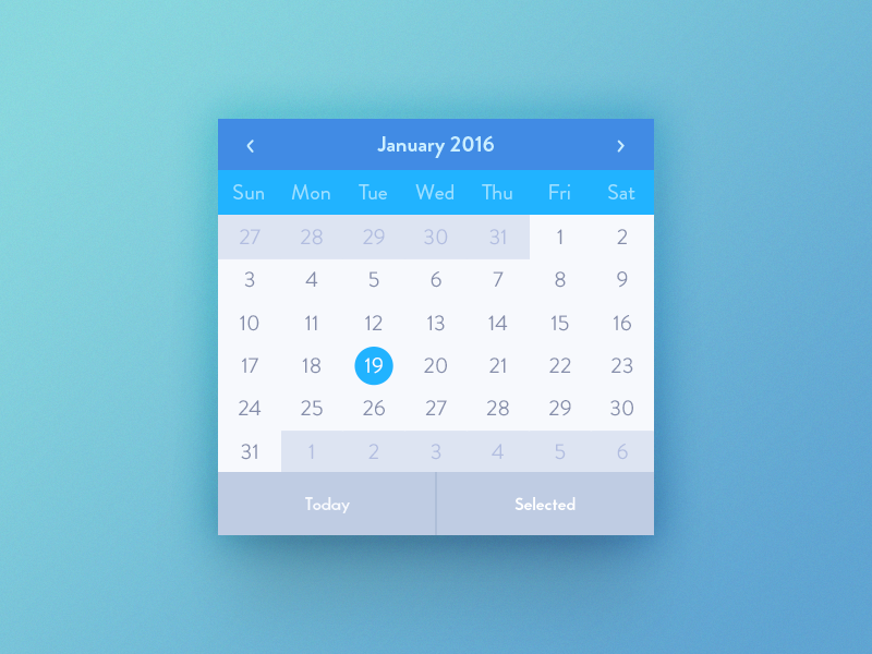 Calendar Widget by Josh Rogers on Dribbble