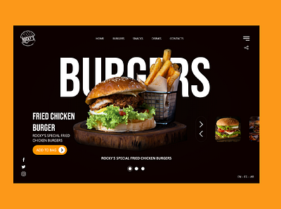 Rocky s Burger ui ux design 2021 adobe xd art branding burger burger design burger menu burger ui design design app designer restaurant ui ui ux ui design uidesign ux ux design web