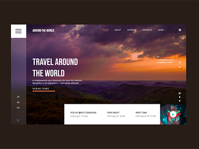 Around-The-World Travel Website header UI Design