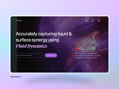 A hero section for a Landing Page design email subscribers fluidity hero section landing page mathematics purple research subscribers typography ui ui design uidesign uiux user interface design ux design web design