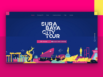 Surabaya City Tour Landing Page animation asian bus character city flat history illustrator landingpage landmark landscape tour tour guide travel