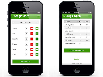 Stogie Open Leaderboard golf leaderboard tournament web app