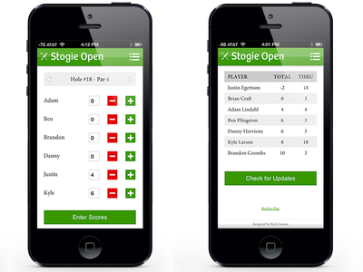 Stogie Open Leaderboard golf leaderboard tournament web app