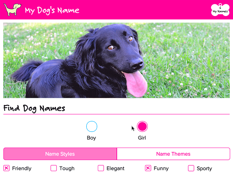 My Dog's Name animation dog dogs flat form gif website