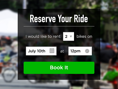 Reserve Your Ride bike form ui