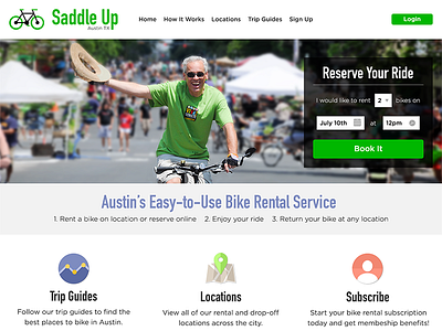 Saddle Up Bike Rental bike form homepage layout web design website