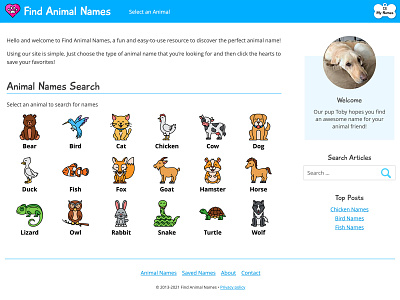 Find Animal Names animals dog homepage website