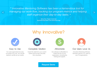 Innovative Mentoring Redesign demo layout quote software ui website