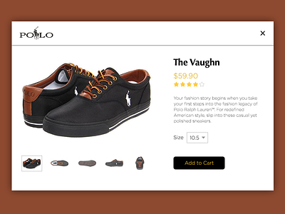 Shoe Shopping - DailyUI #012 cart dailyui product product page rating shoes shopping stars