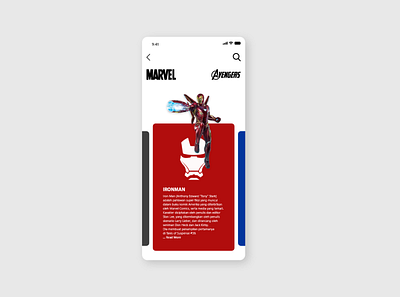 UI Marvel Avenger app design ui ux