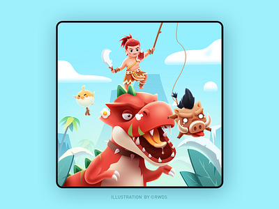 Game dinosaur game illustration ip mascot pig ps