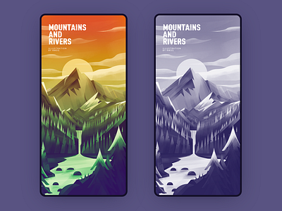 mountain illustration ps river