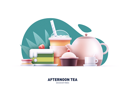 Afternoon tea food illustration tea