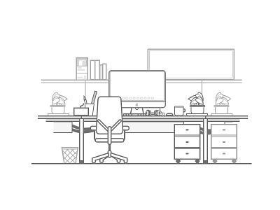 work desk chair computer desk illustration image mac picture ps ui work