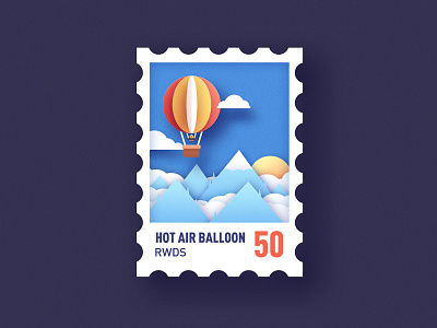 balloon balloon china illustration moutain paper stamp sun