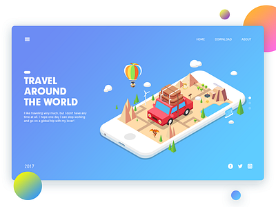 Travel app china illustration isometric phone travel ui web