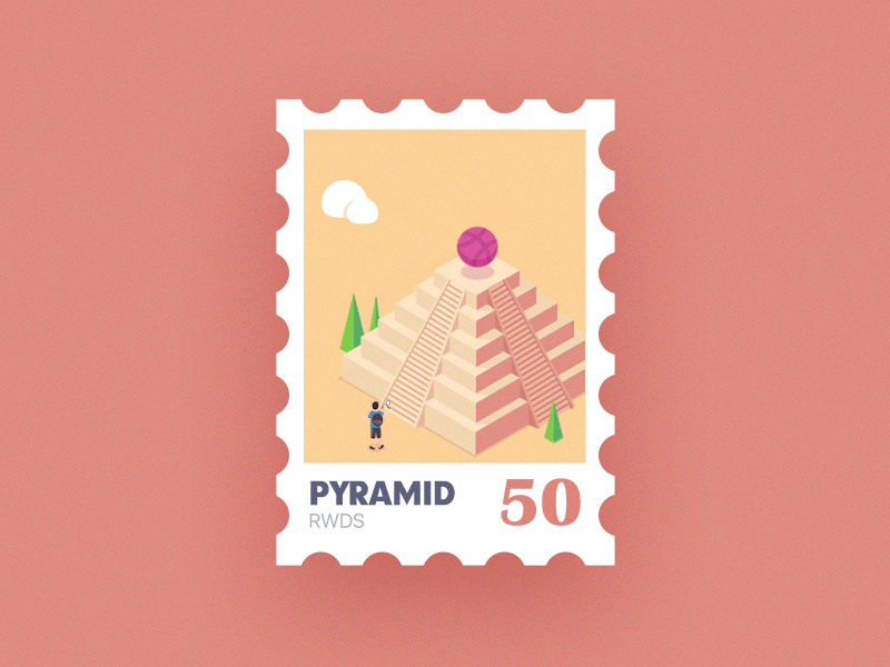 The moment dribbble isometric pyramid stamp ufo