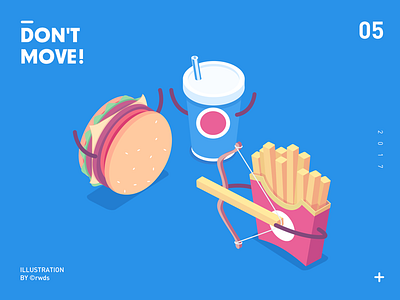 Don't move chips cola hamburger illustration isometric