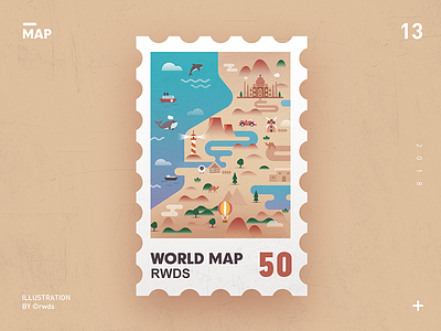 MAP illustration map stamp