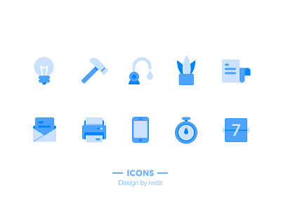 Icons-blue calender icons light phone plante