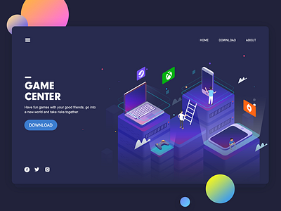 Game center3 blockhchain computer crypt crypto futuristic game illustration isometric phone ps web web3