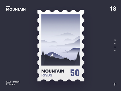 illustration deer illustration mountain rwds stamp