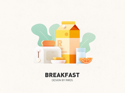 Breakfast bread breakfast eat food illustration milk ps
