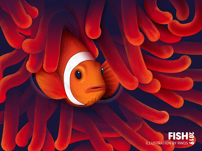 Fish clownfish coral editorial editorial art fish illustration sea