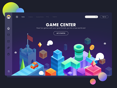 Game Center center game illustration isometric ui web web design