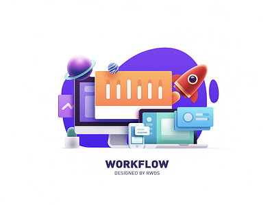 Workflow computer icon icons illustration imac ps teamwork ui web work