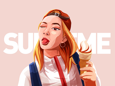 Girl icecream illustration ps