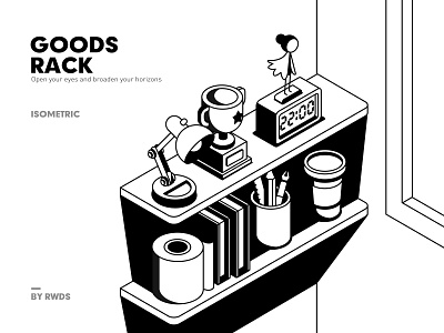Goods rack illustration isometric ps