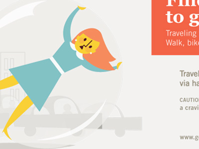 Hamster ball commuter blue girl illustration orange