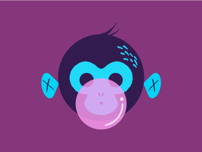 Bubblegum Monkey blue bubble gum illustration monkey pink