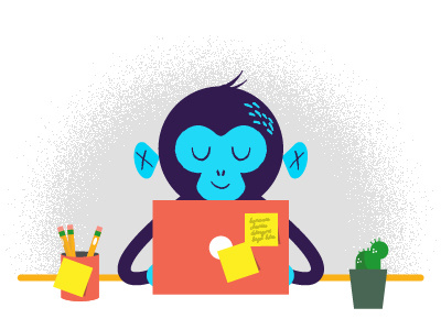 Office Monkey desk illustration monkey office